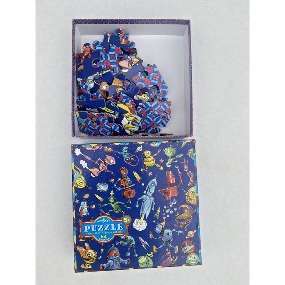 eeBoo Kids Robot Space Jigsaw 64 Piece Puzzle Ages 5+ Best Toy Award 15" x 15" - Picture 9 of 11